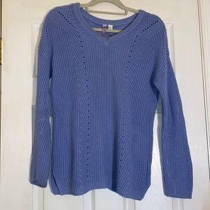 OLYA Women’s Powder Blue V-Neck Pullover Tie Back Sweater Size S